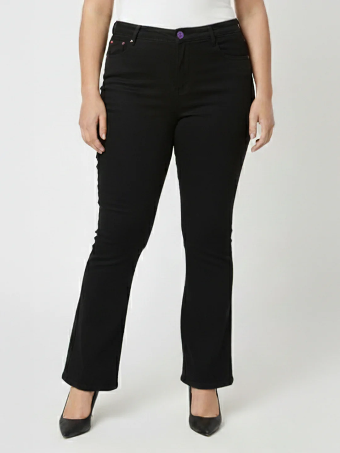 Kraus Kurve Women Black High-Rise Flare Jeans - Image 2