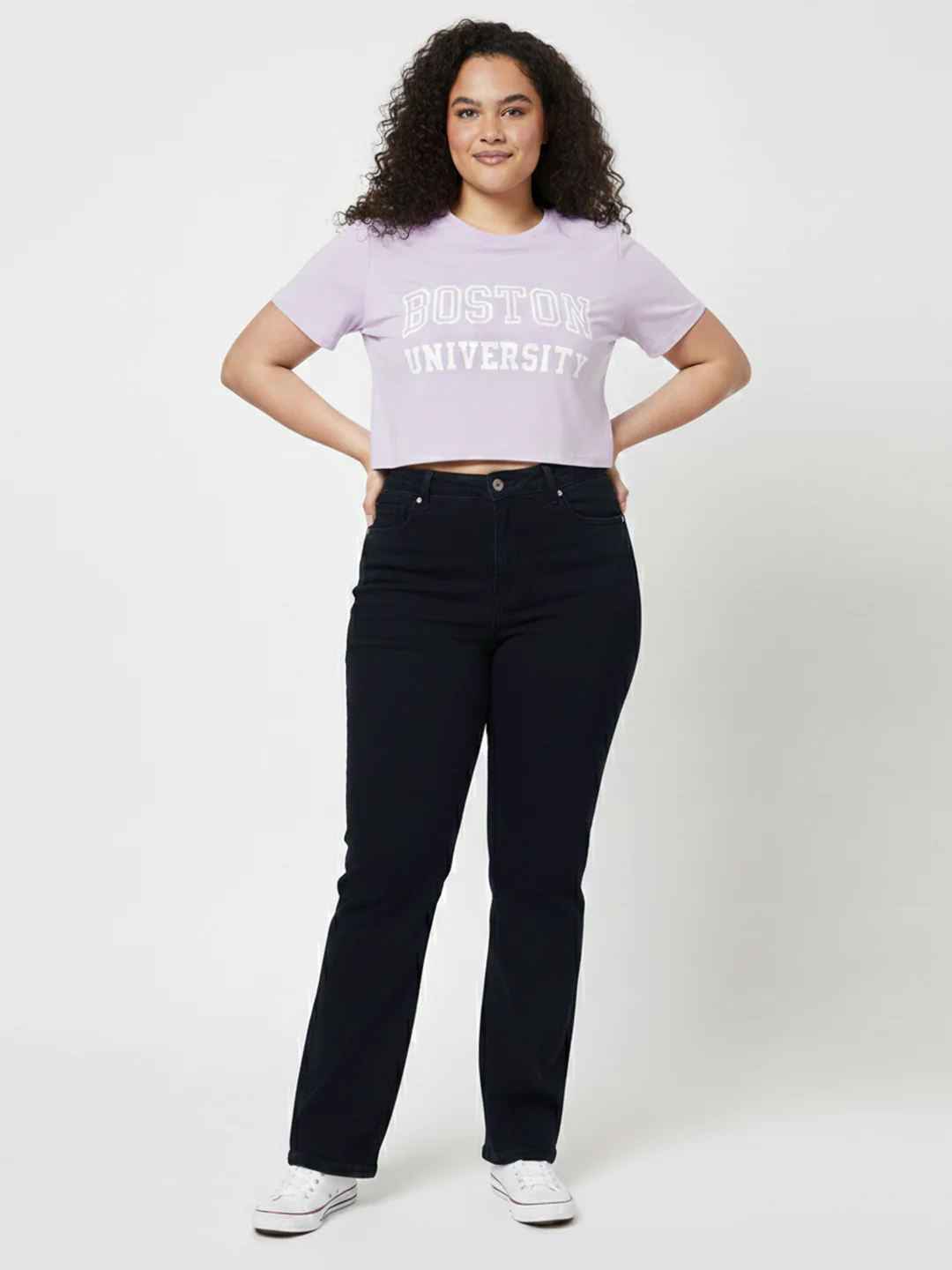 Kraus Kurve Women Black High-Rise Mini Flare Jeans