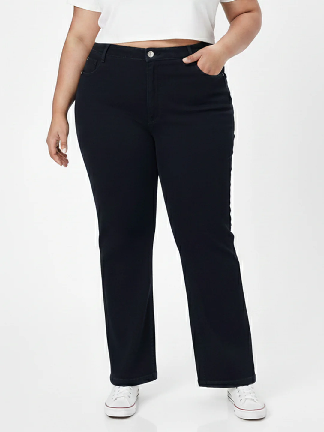 Kraus Kurve Women Black High-Rise Mini Flare Jeans - Image 2