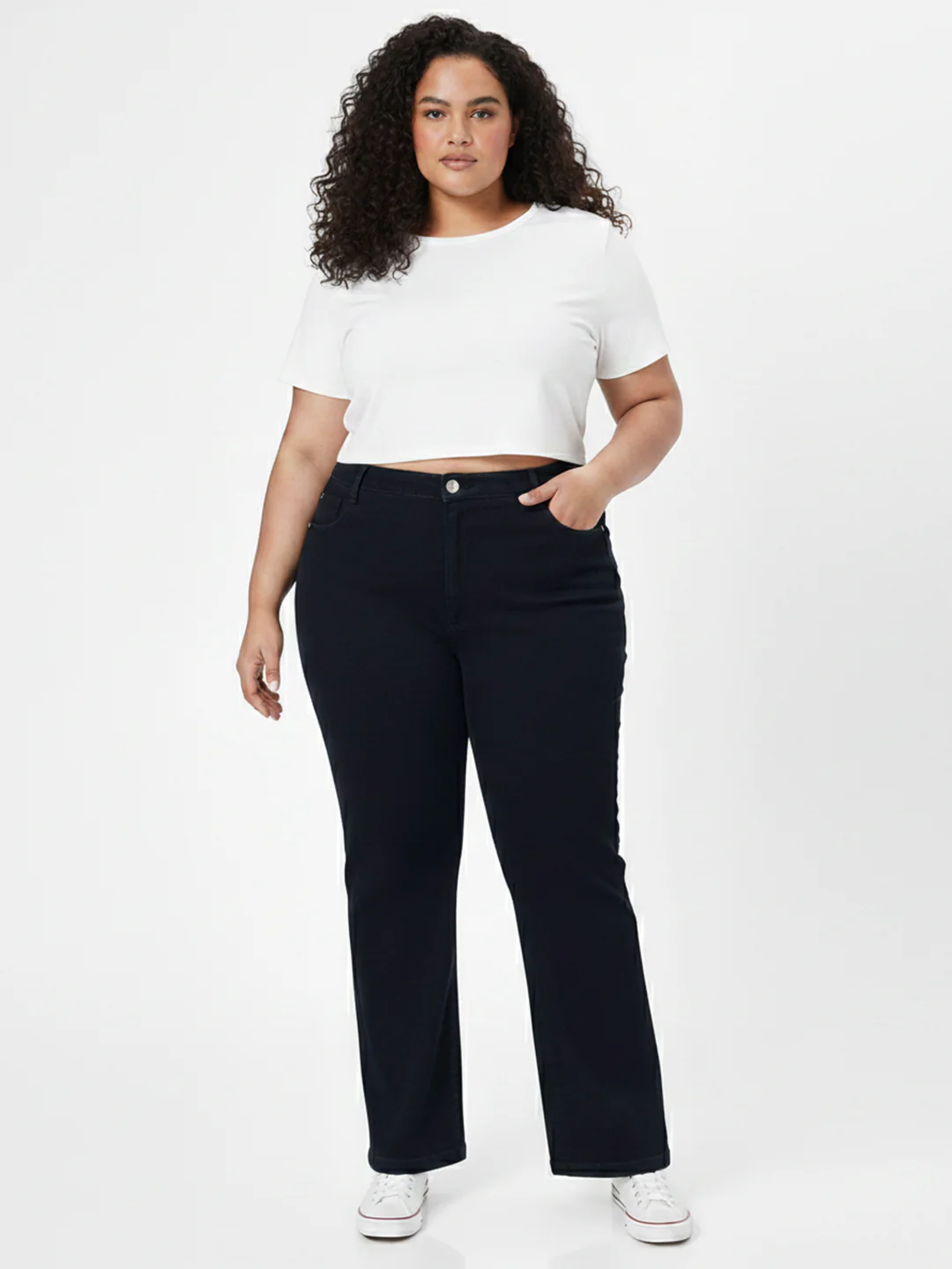 Kraus Kurve Women Black High-Rise Mini Flare Jeans - Image 4