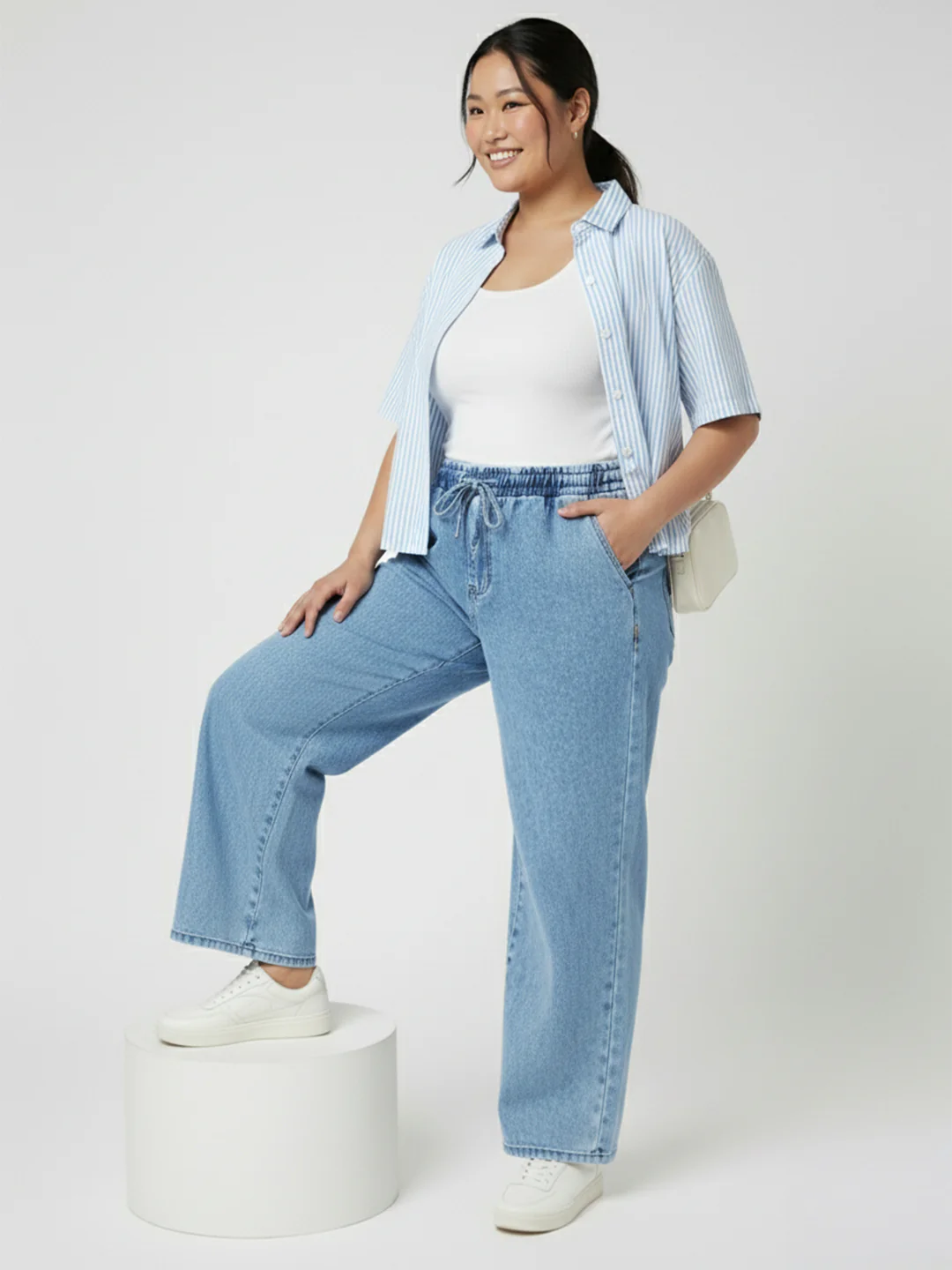 Kraus Kurve Women Blue High-Rise Joggers