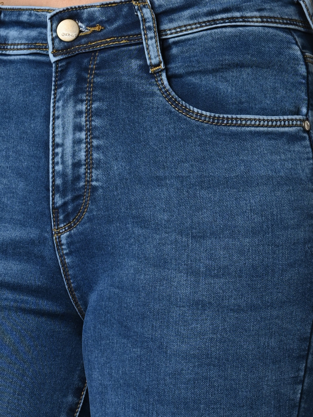 Kraus Kurve Women Blue High-Rise Mini Flare Jeans - Image 4