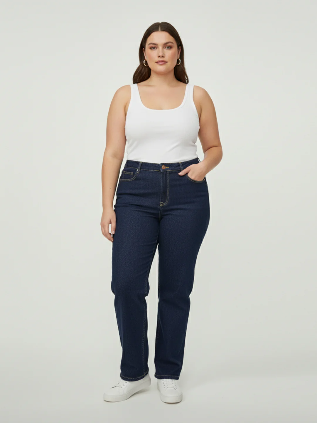 Kraus Kurve Women Blue High-Rise Slim Straight Jeans - Image 4