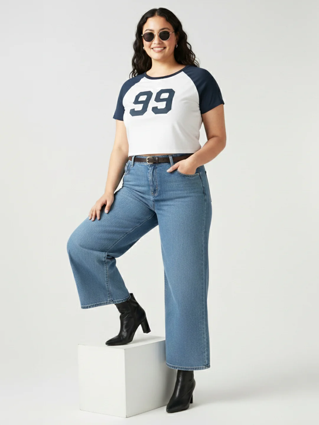 Kraus Kurve Women Blue Super Wide Leg Jeans