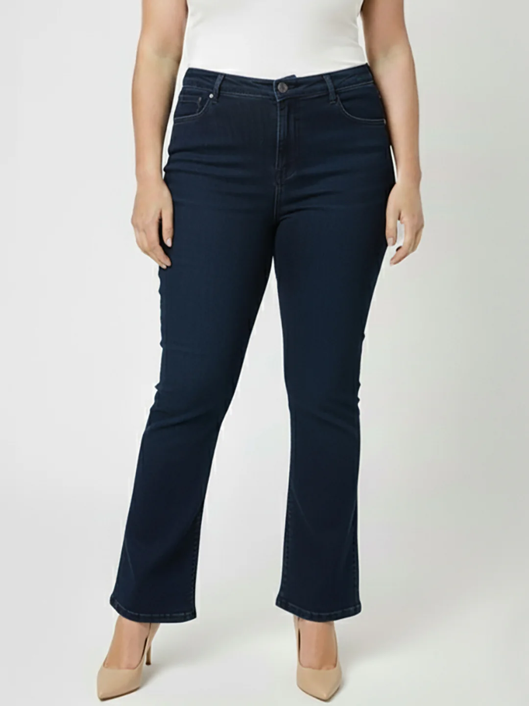 Kraus Kurve Women Dark Blue High-Rise Flare Jeans - Image 2