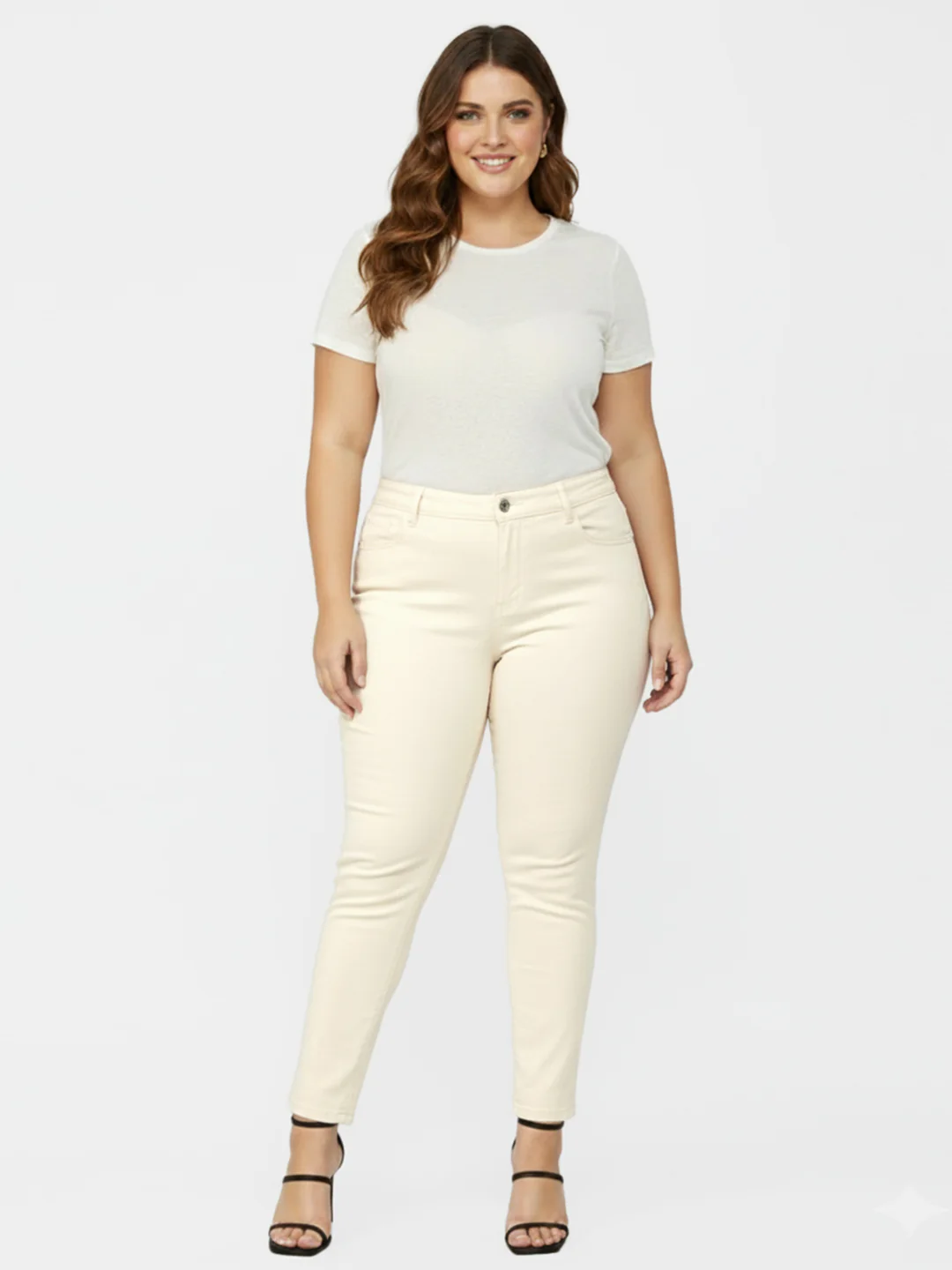 Kraus Kurve Women Ecru Super High-Rise Super Skinny Jeans