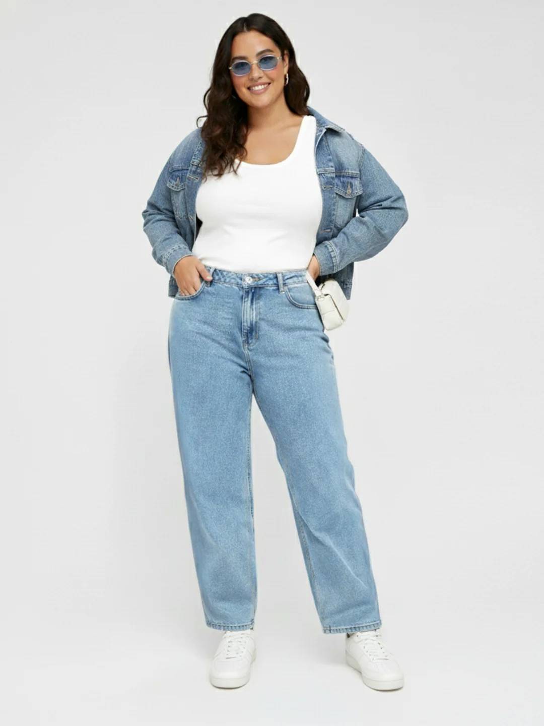 Kraus Kurve Women Light Blue High-Rise Baggy Jeans