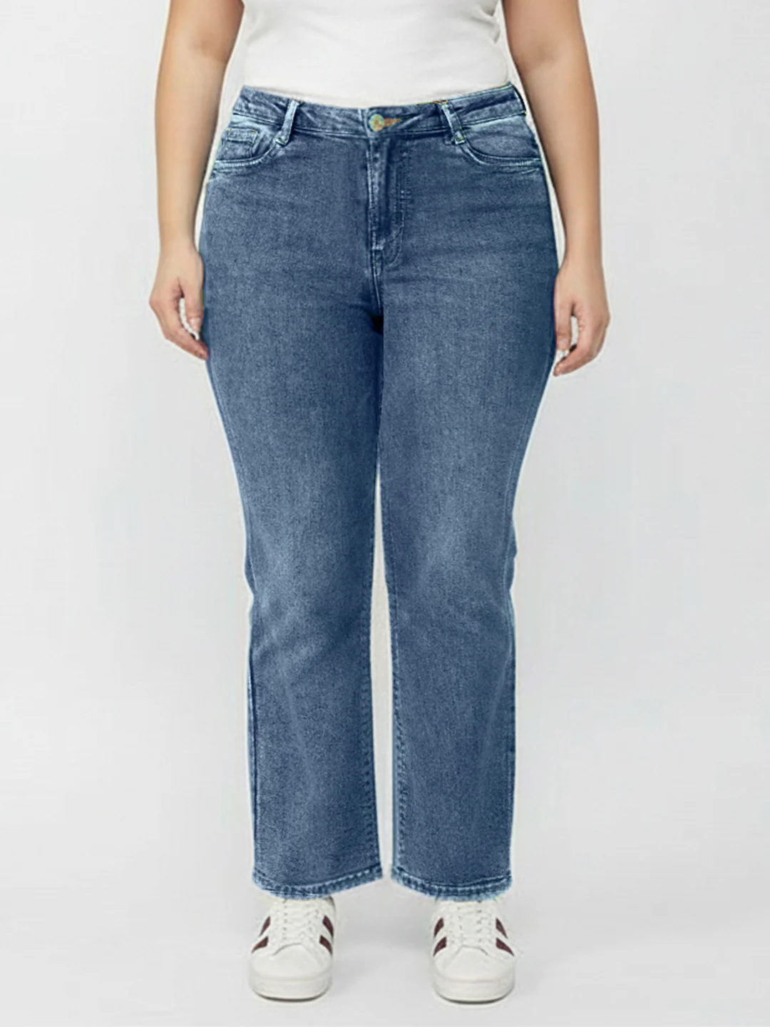 Kraus Kurve Women Blue High-Rise Wide Leg Jeans - Image 2