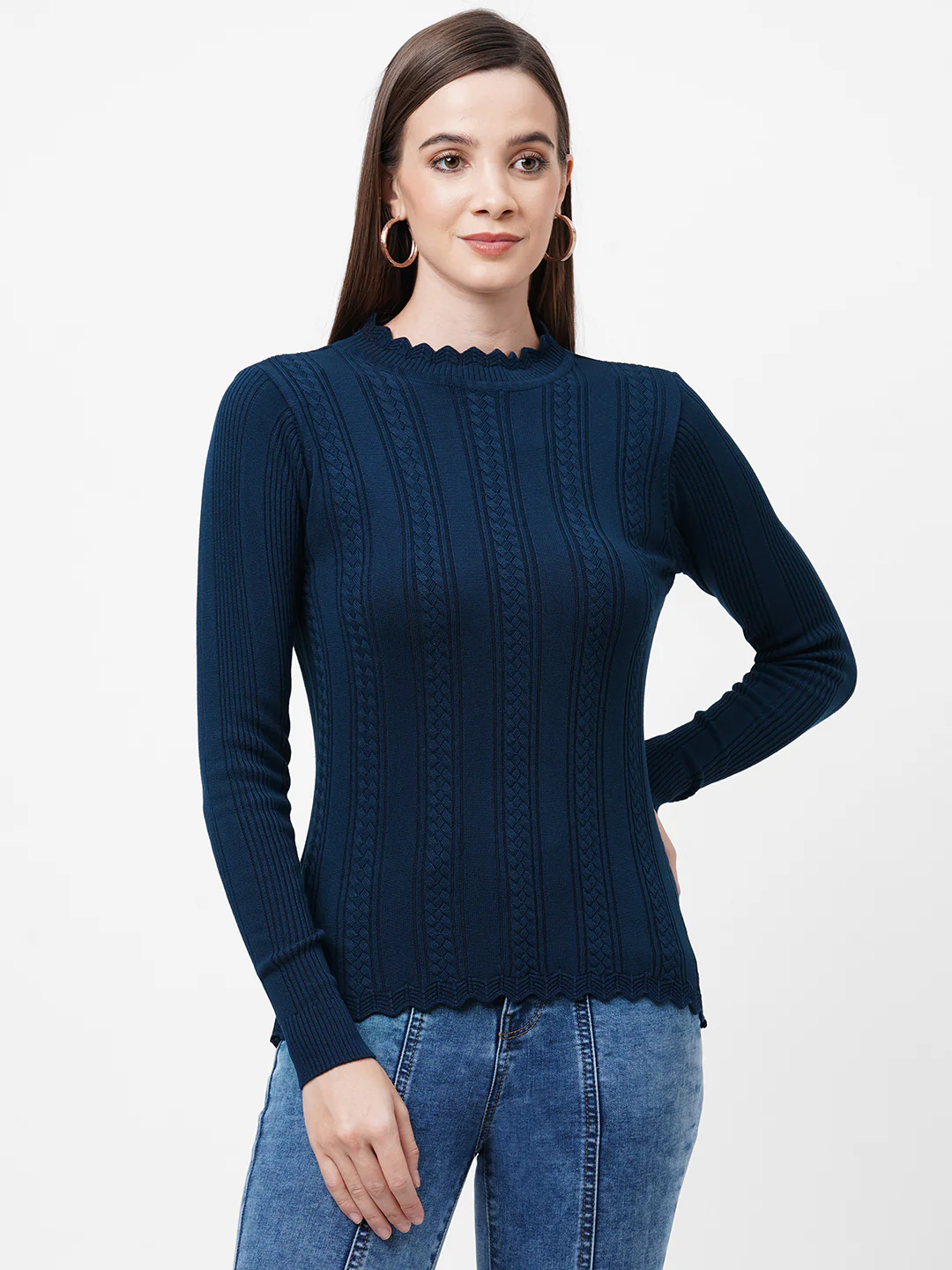 Women Airforce Blue Winter Sweater - Image 2