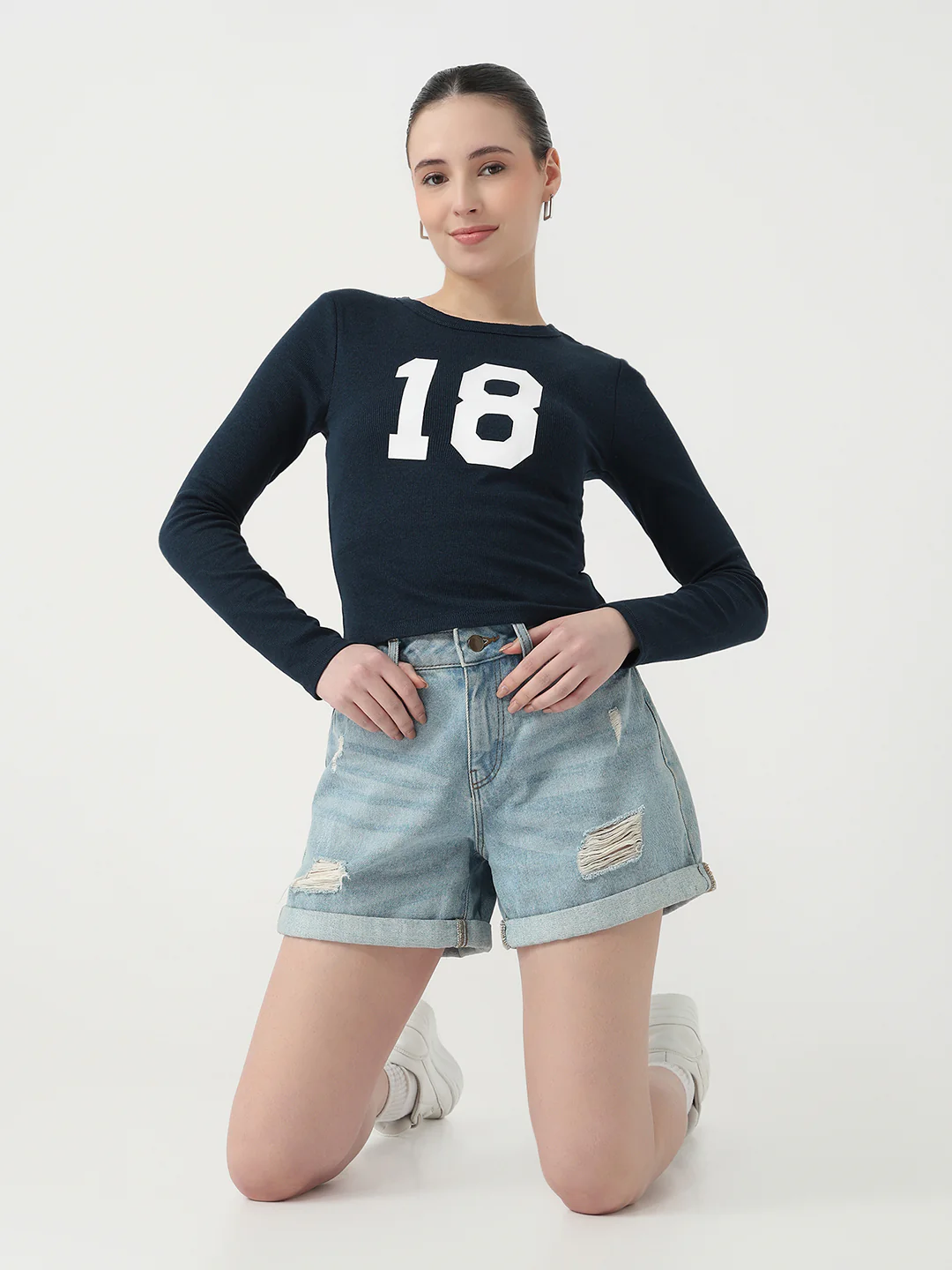 Women Airforce Rib Slim Fit Genz Tees