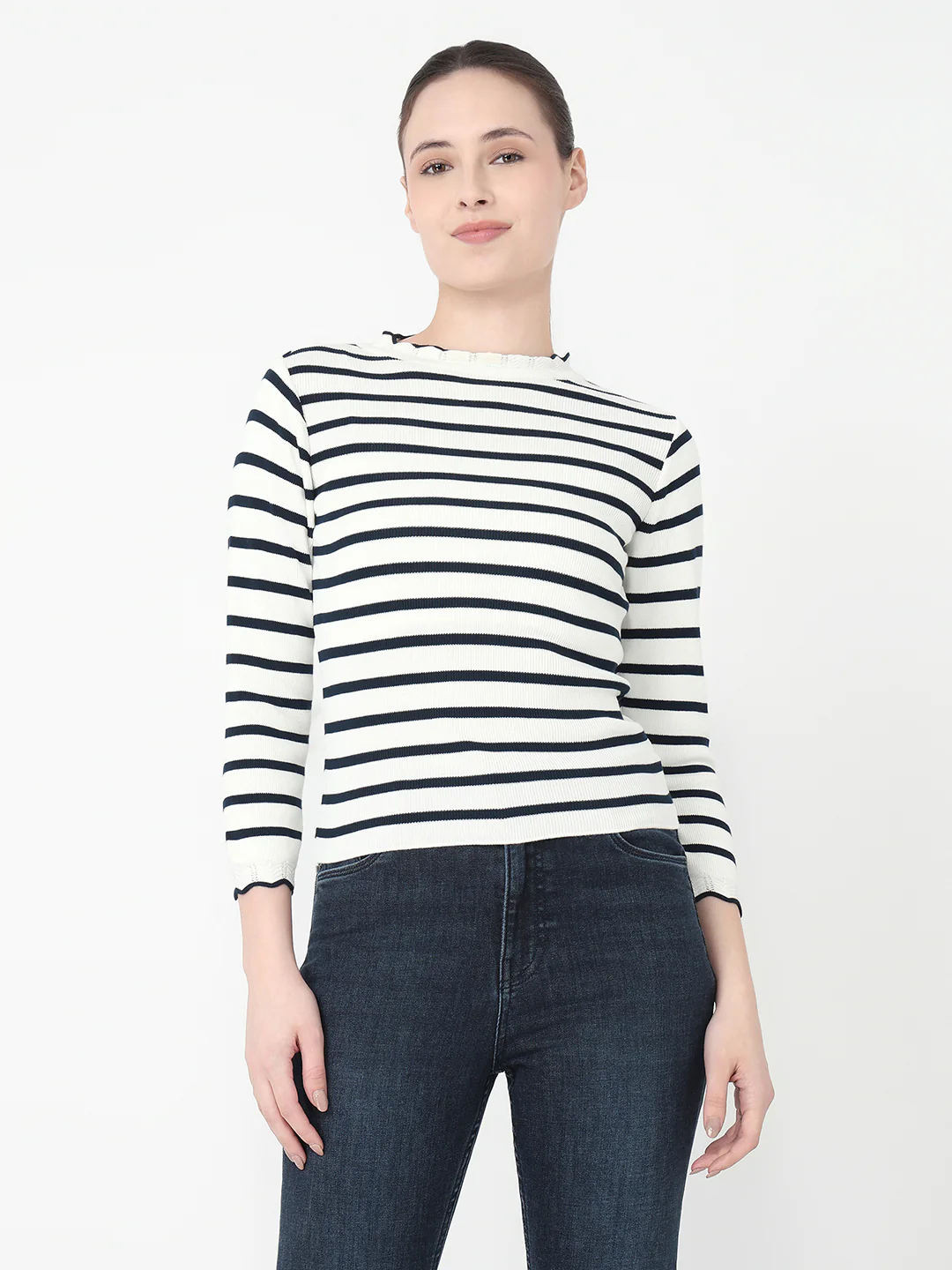 Women Airforce/White Slim Fit Flat Knit - Image 2