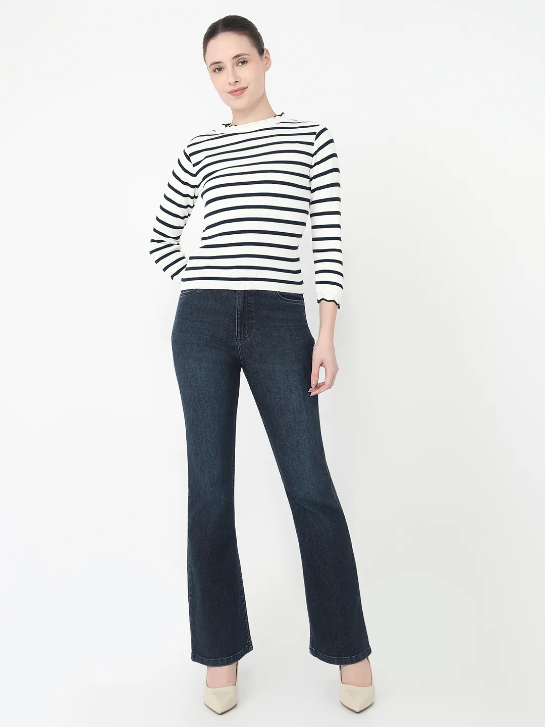 Women Airforce/White Slim Fit Flat Knit - Image 4