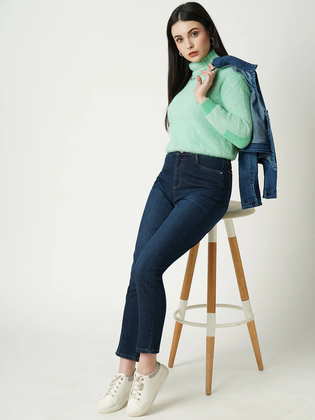 Women Aqua Blue Sweater