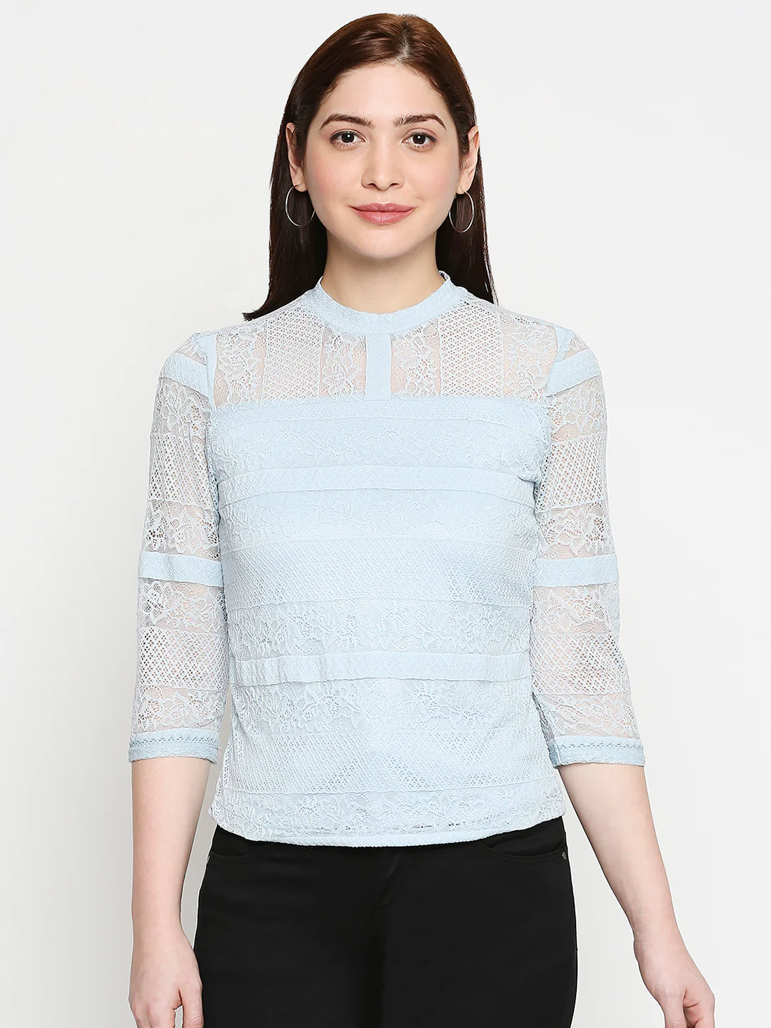 Women Aqua Blue Top - Image 2