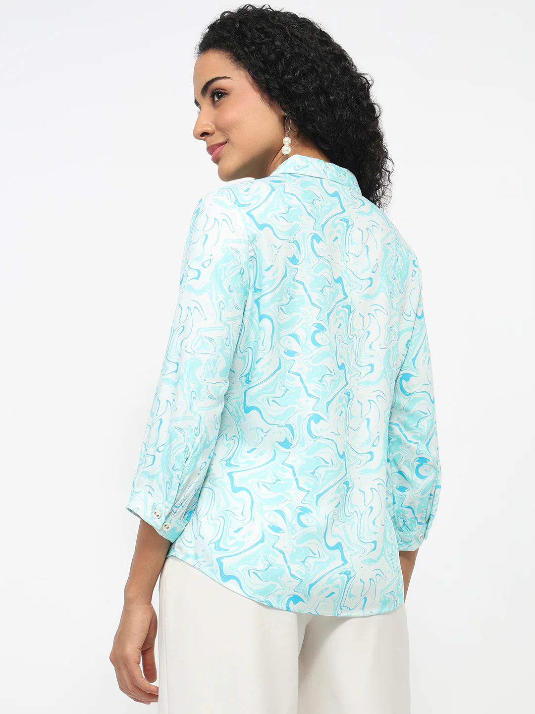 Women Aqua Marble Shirt - Image 3