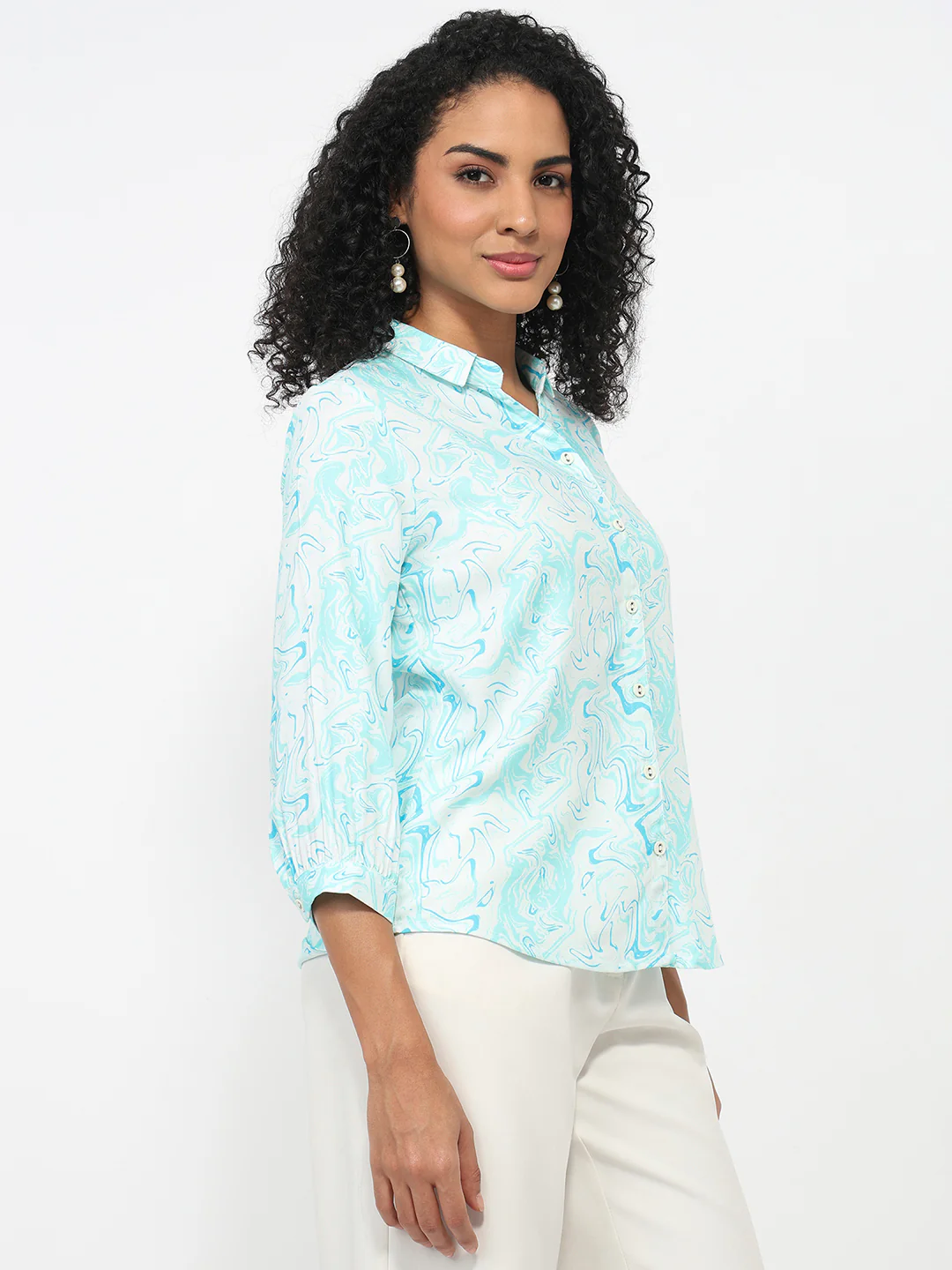 Women Aqua Marble Shirt - Image 5