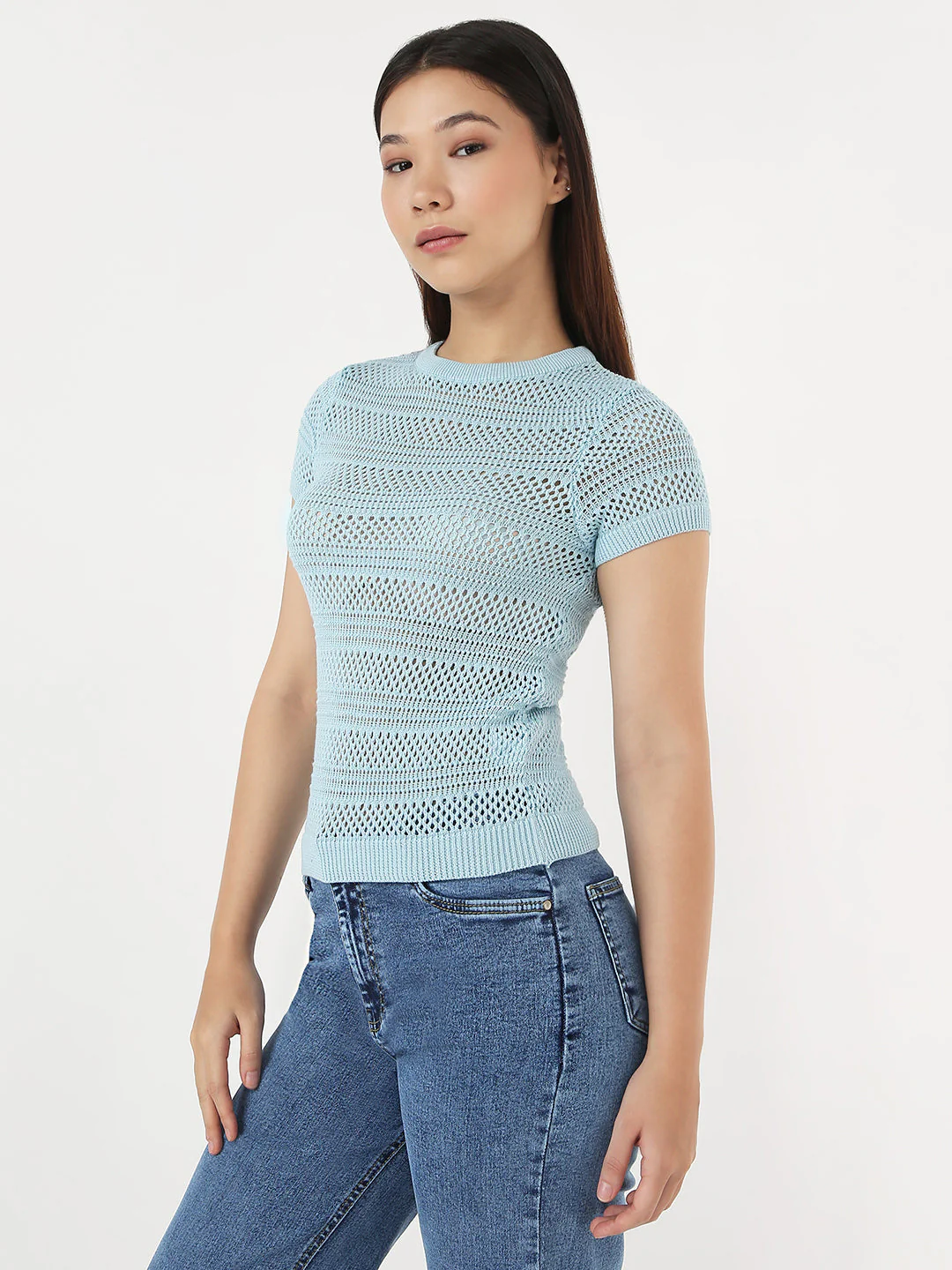 Women Aqua Slim Flat Knit Top - Image 4