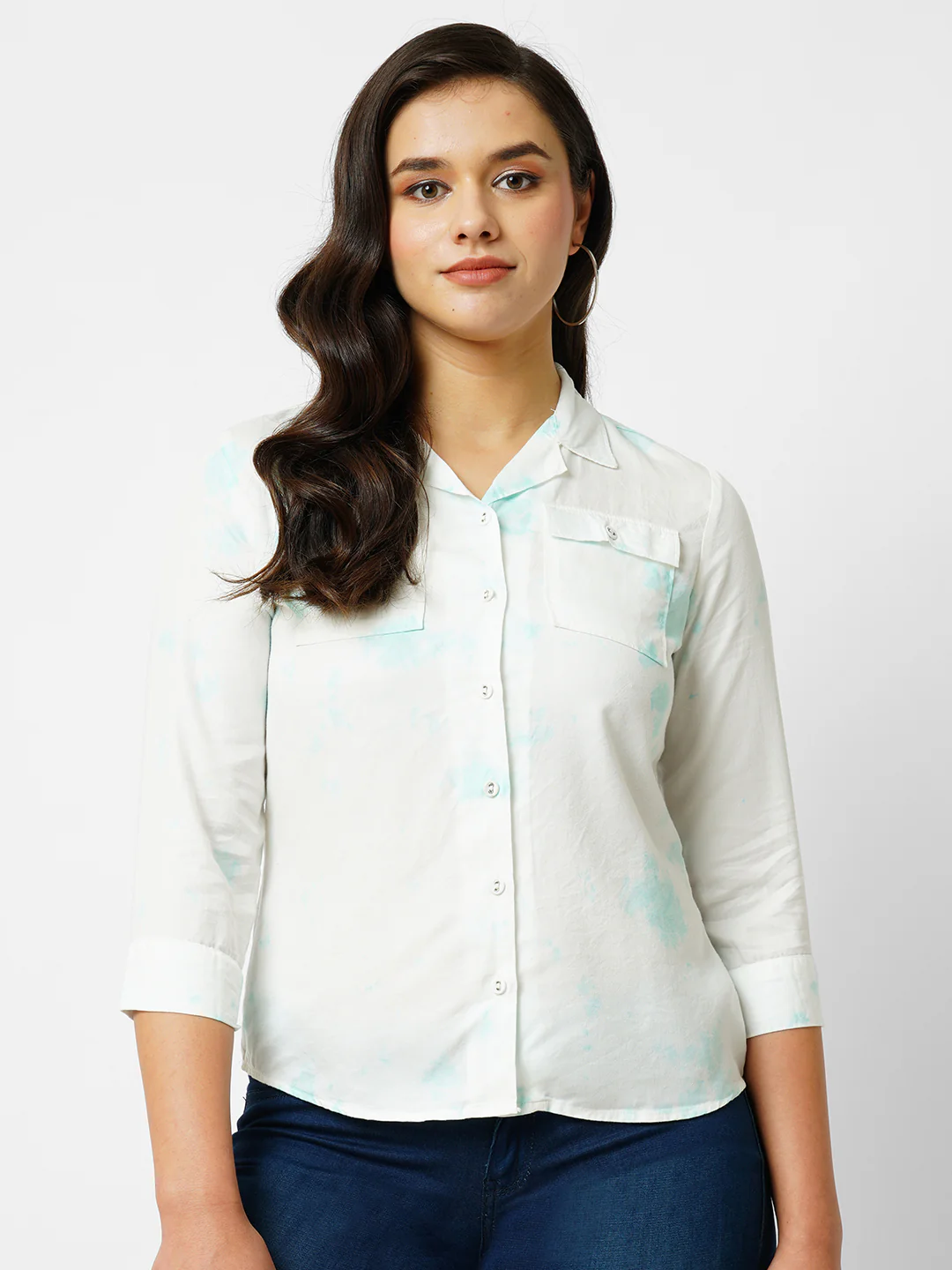Women Aqua Tie/Dye Shirt - Image 2