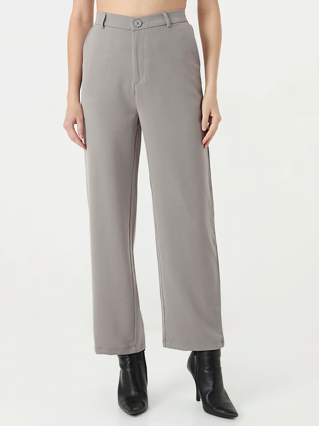 Women Ash High-Rise Straight Fit Korean Pants - Image 2