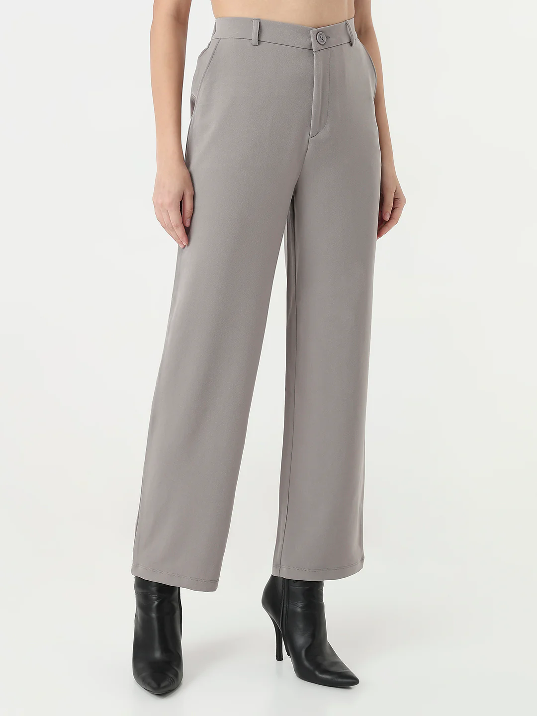 Women Ash High-Rise Straight Fit Korean Pants - Image 5