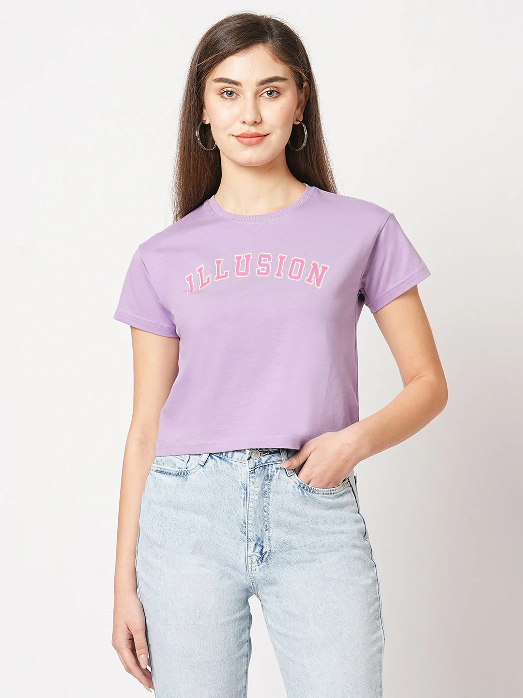 Women Athleisure Crop Slim Fit T-Shirt