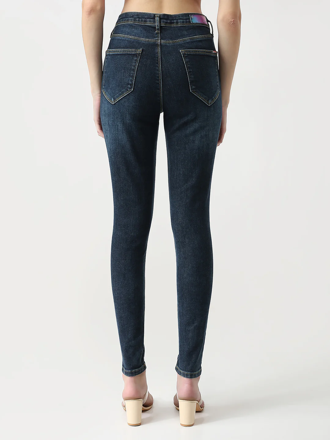 Women Autumn Blue High-Rise Skinny Jeans - Image 3