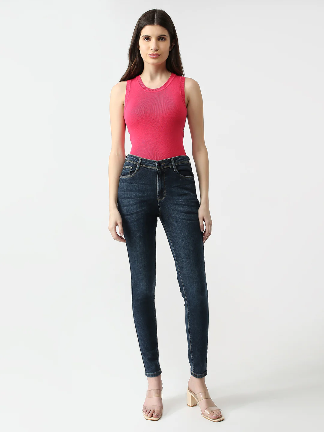 Women Autumn Blue High-Rise Skinny Jeans - Image 4
