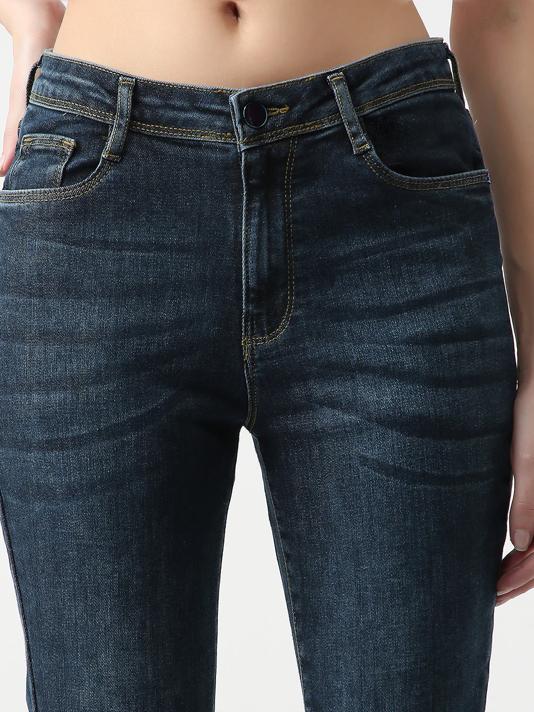 Women Autumn Blue High-Rise Skinny Jeans - Image 5