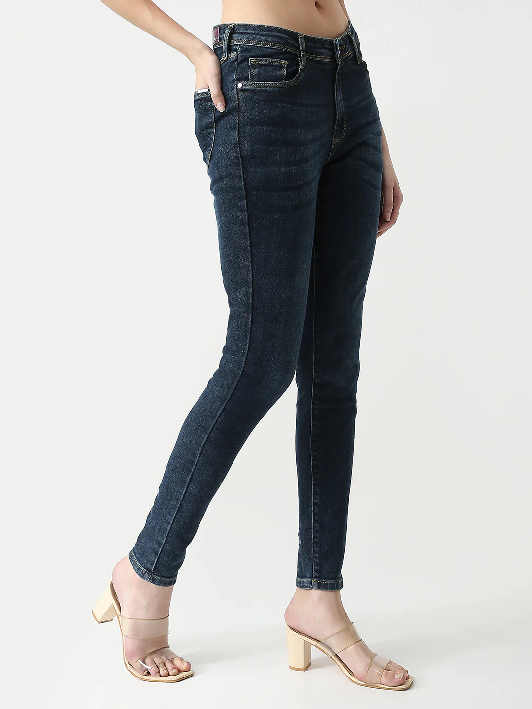 Women Autumn Blue High-Rise Skinny Jeans - Image 6