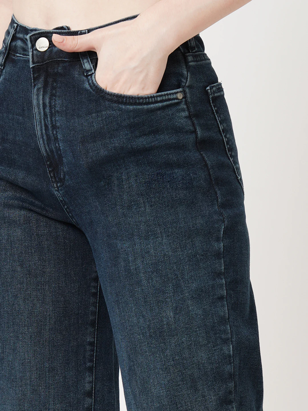 Women Autumn Blue High-Rise Wide Leg Jeans - Image 6