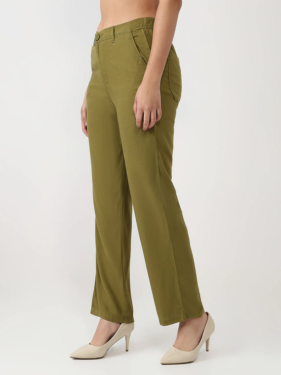 Women Avocado Loose Straight Trousers - Image 4