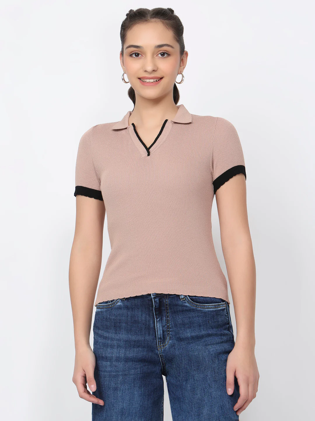 Women Beige Flat Knit - Image 2