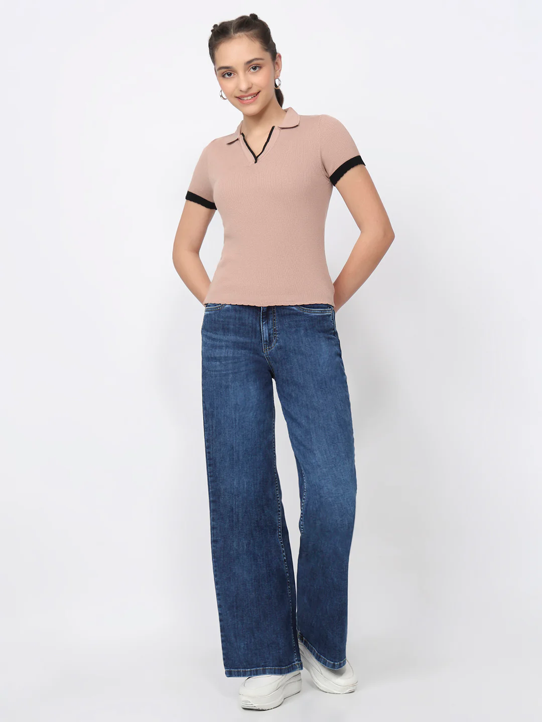 Women Beige Flat Knit - Image 4