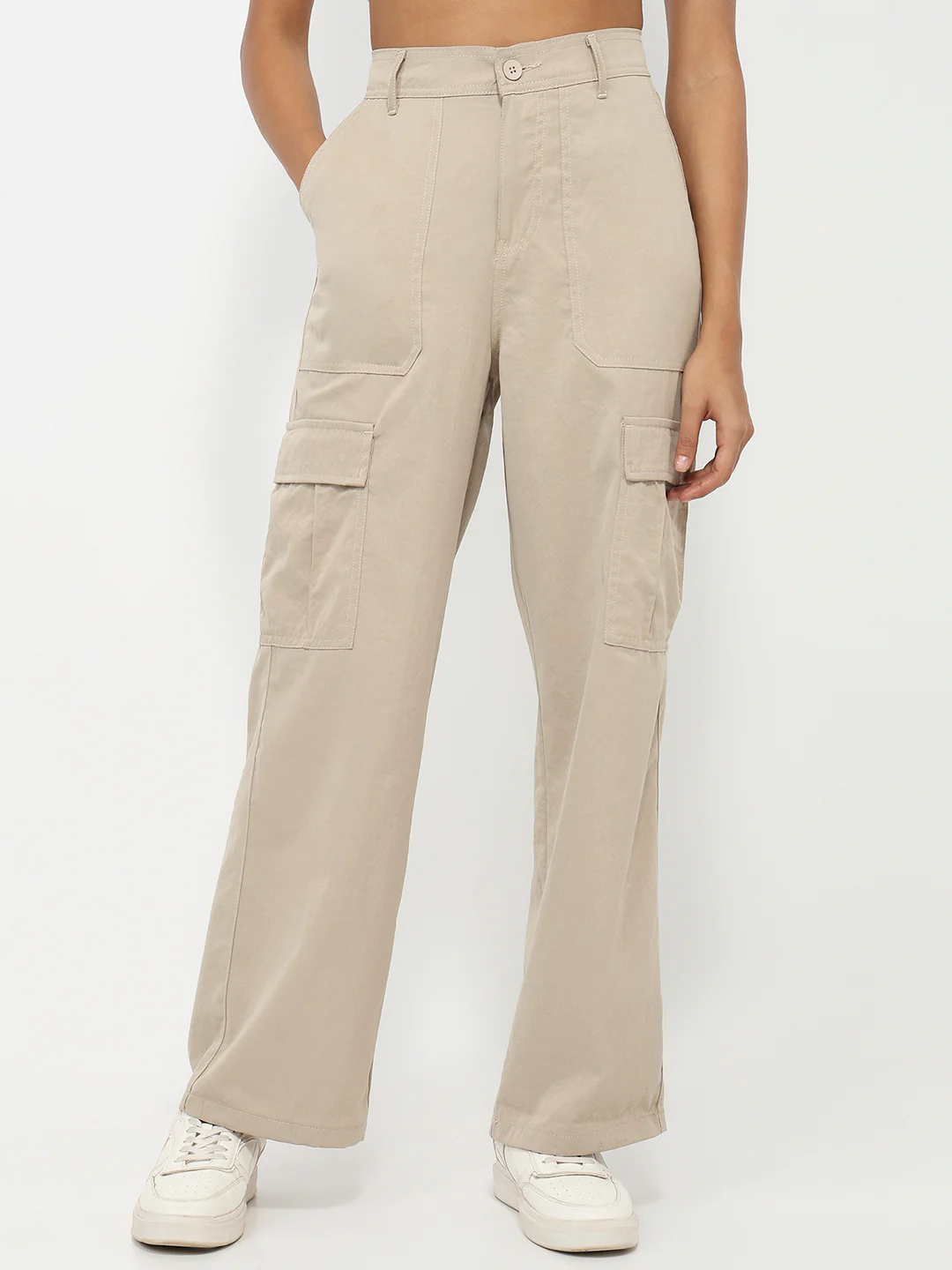 Women Beige Mid-Rise Cargo - Image 2