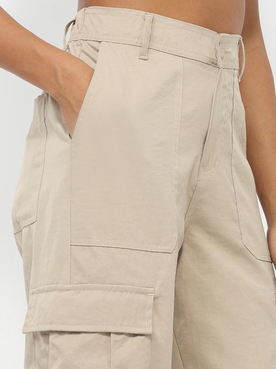 Women Beige Mid-Rise Cargo - Image 5