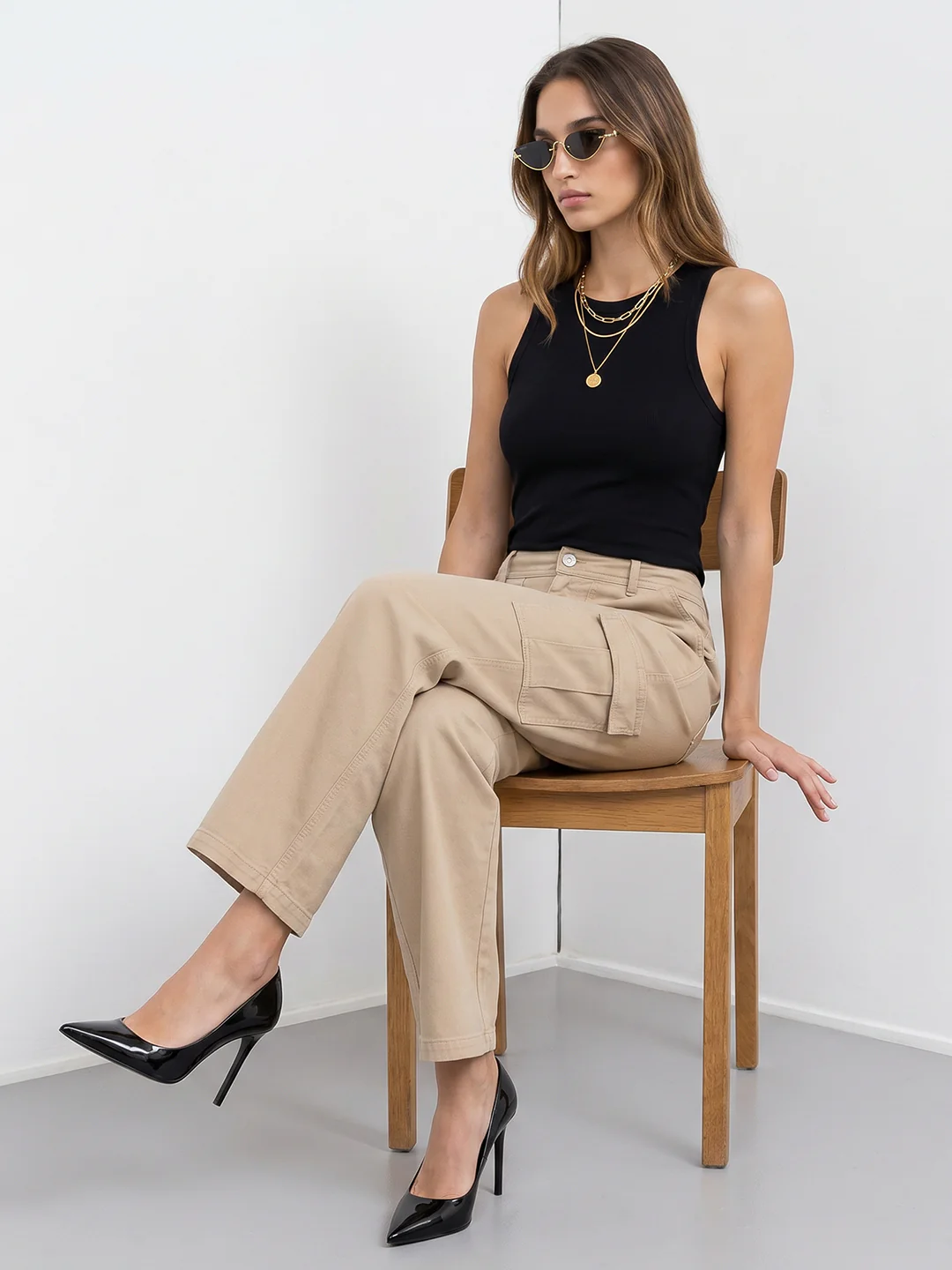 Women Beige Mid-Rise Cargo