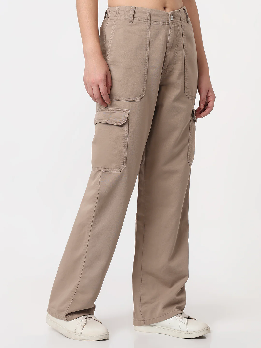 Women Beige Mid-Rise Cargo - Image 6