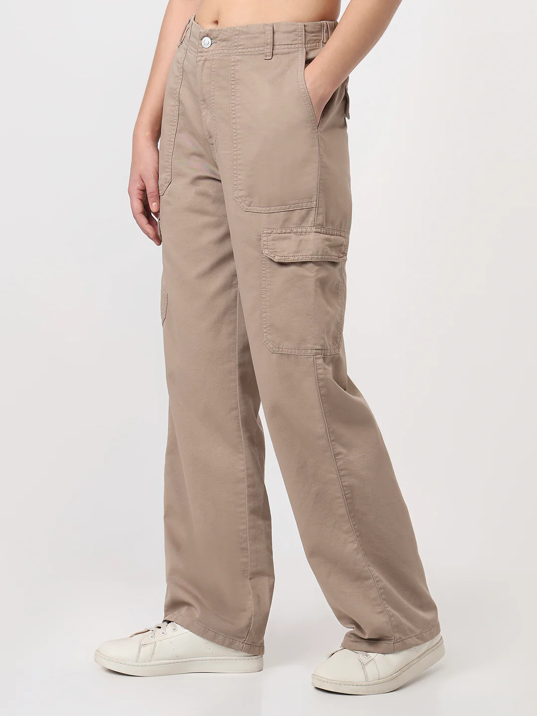 Women Beige Mid-Rise Cargo - Image 8