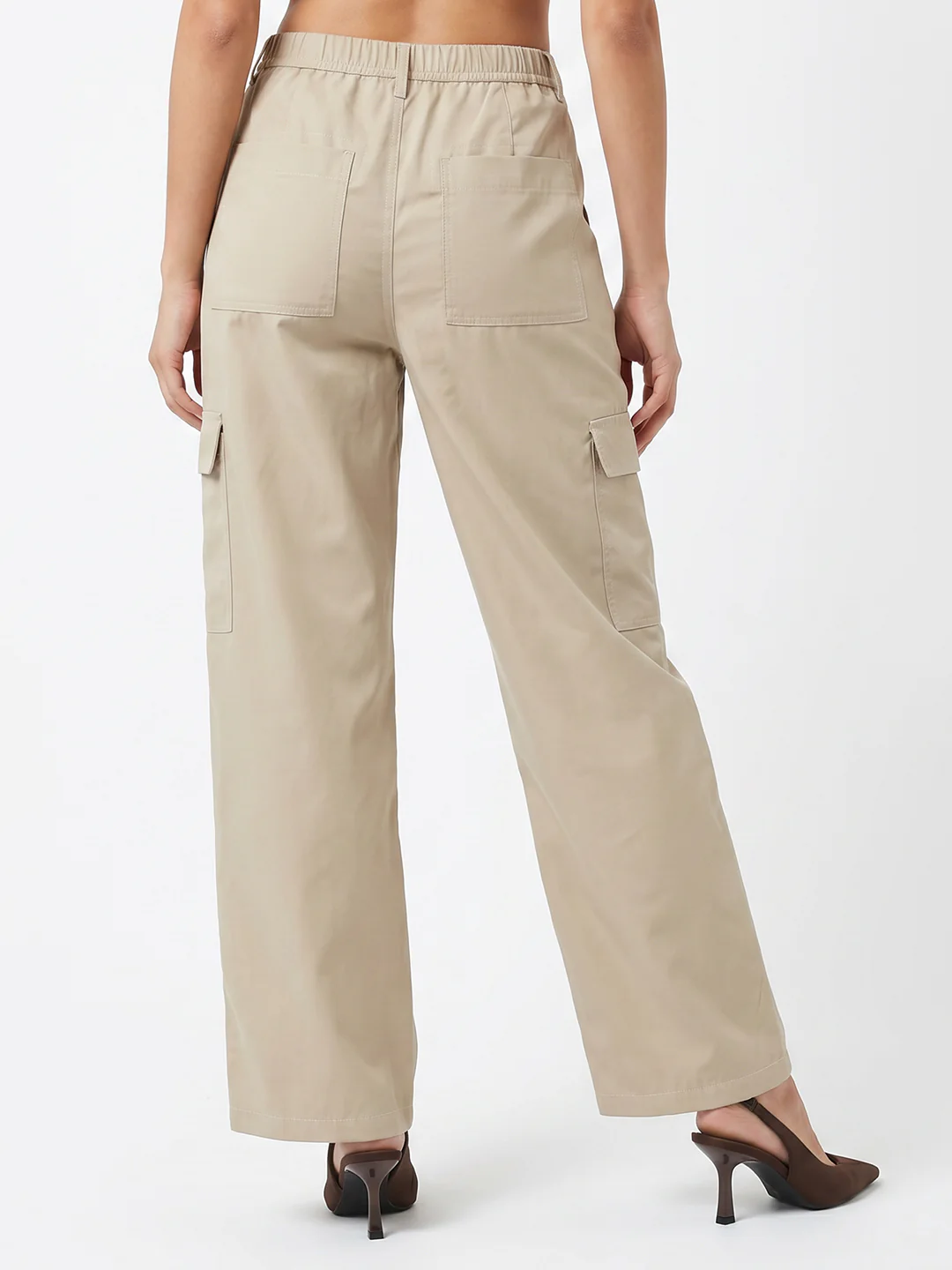 Women Beige Mid-Rise Cargo - Image 3