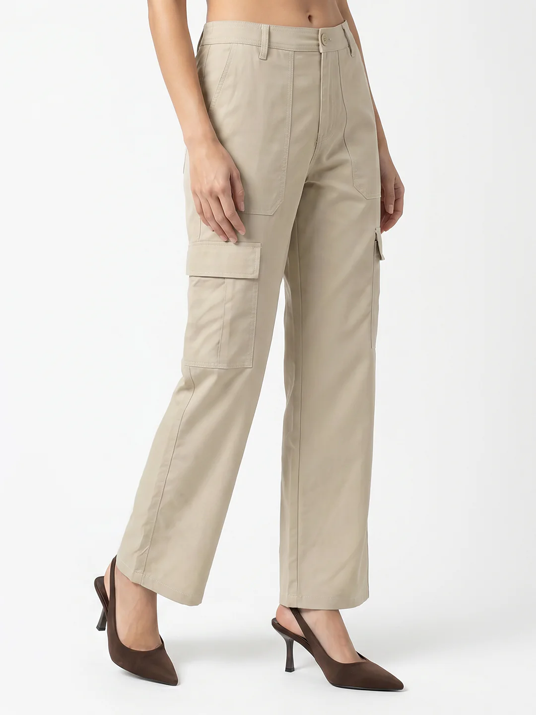Women Beige Mid-Rise Cargo - Image 6