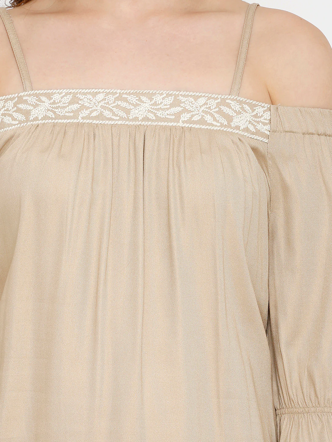 Women Beige Off Shoulder Top - Image 4