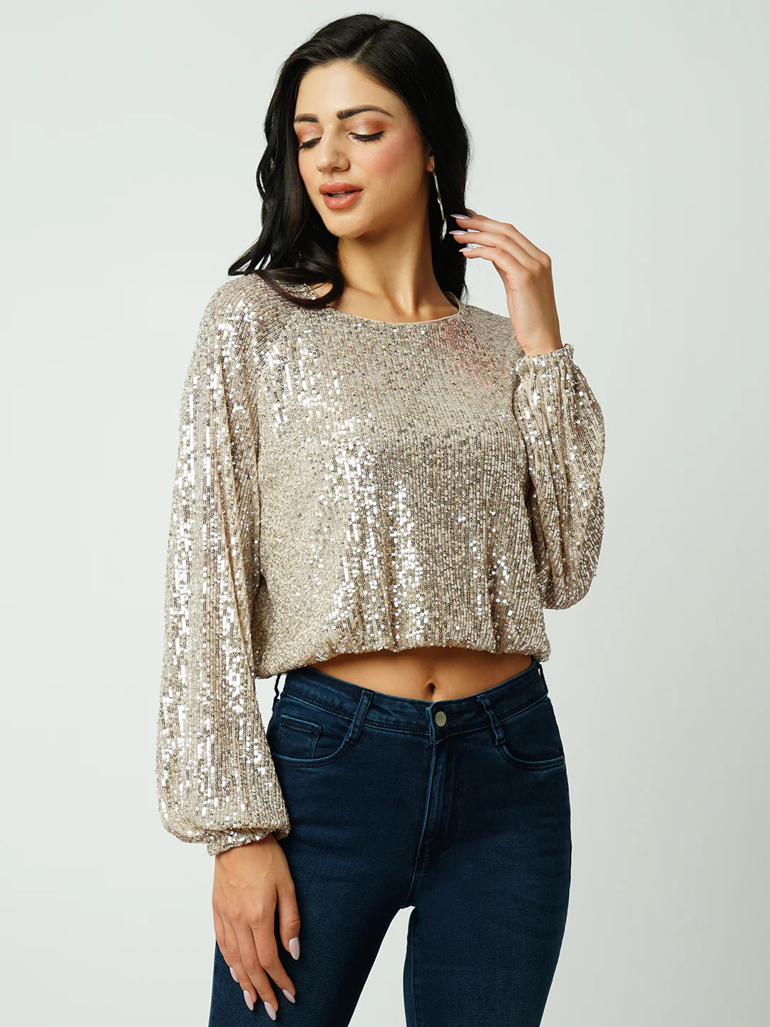 Women Beige Party Wear Top - Image 2