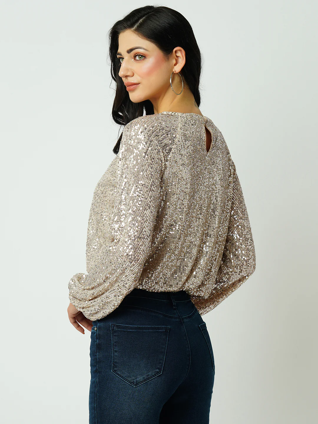Women Beige Party Wear Top - Image 3