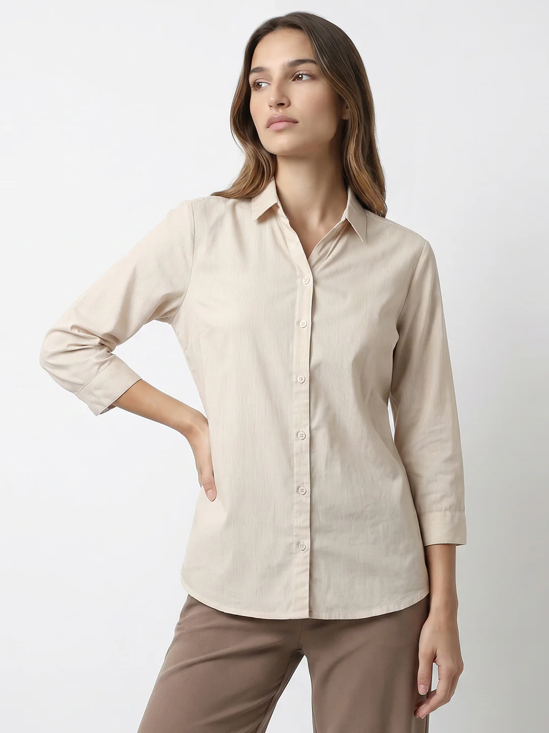 Women Beige Shirt - Image 2