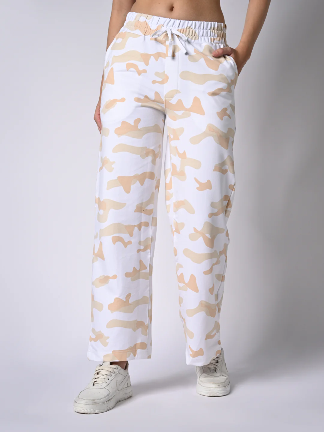 Women Beige Slim Fit Athleisure Pant - Image 2