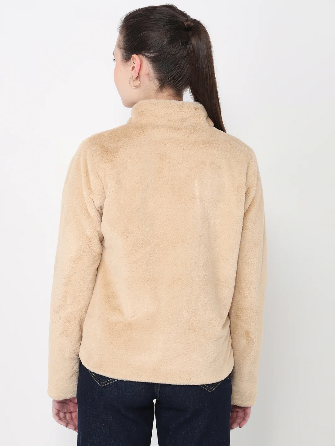 Women Beige Slim Fit Jacket - Image 3