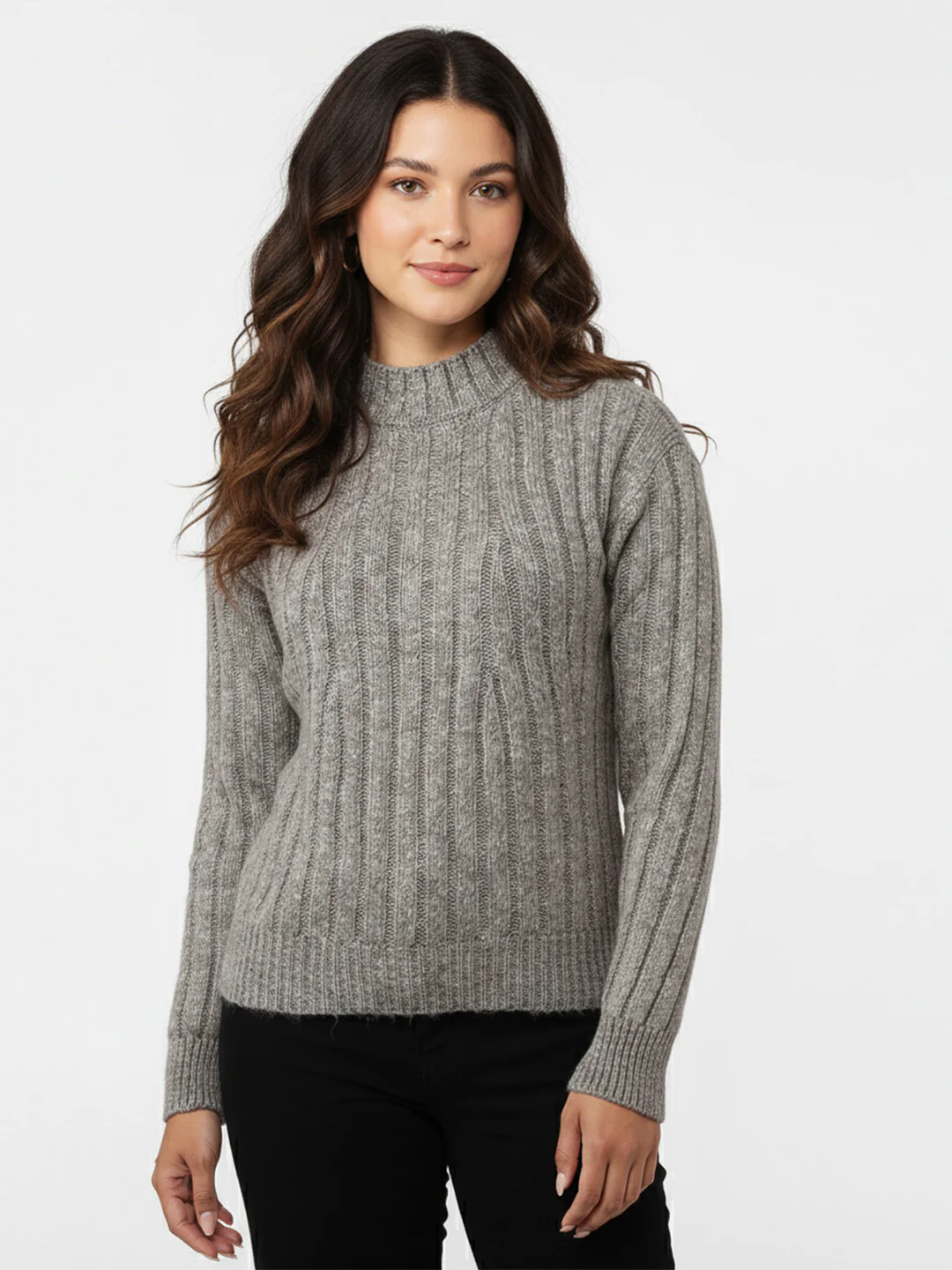 Women Beige Slim Fit Sweater - Image 2