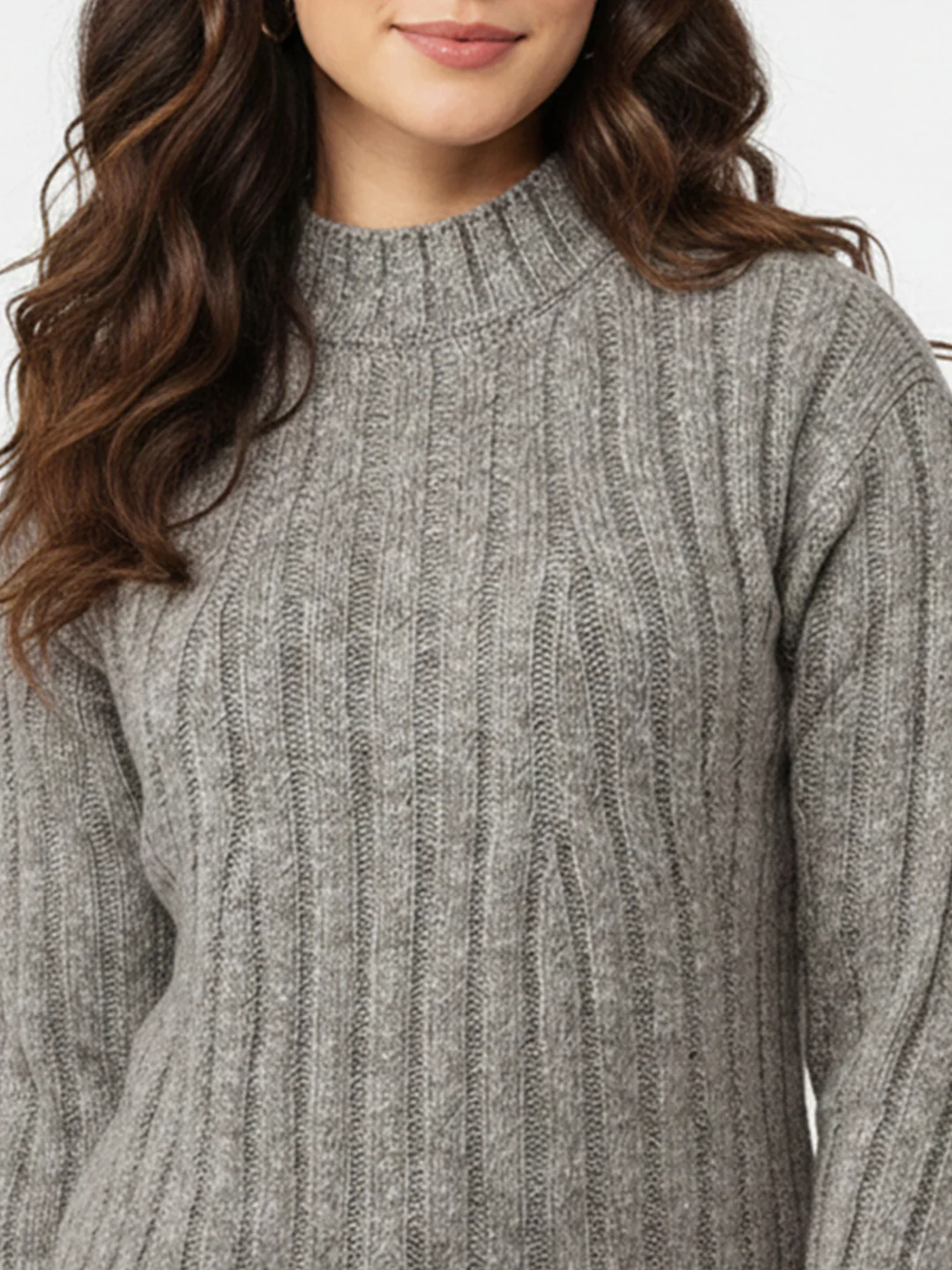 Women Beige Slim Fit Sweater - Image 4