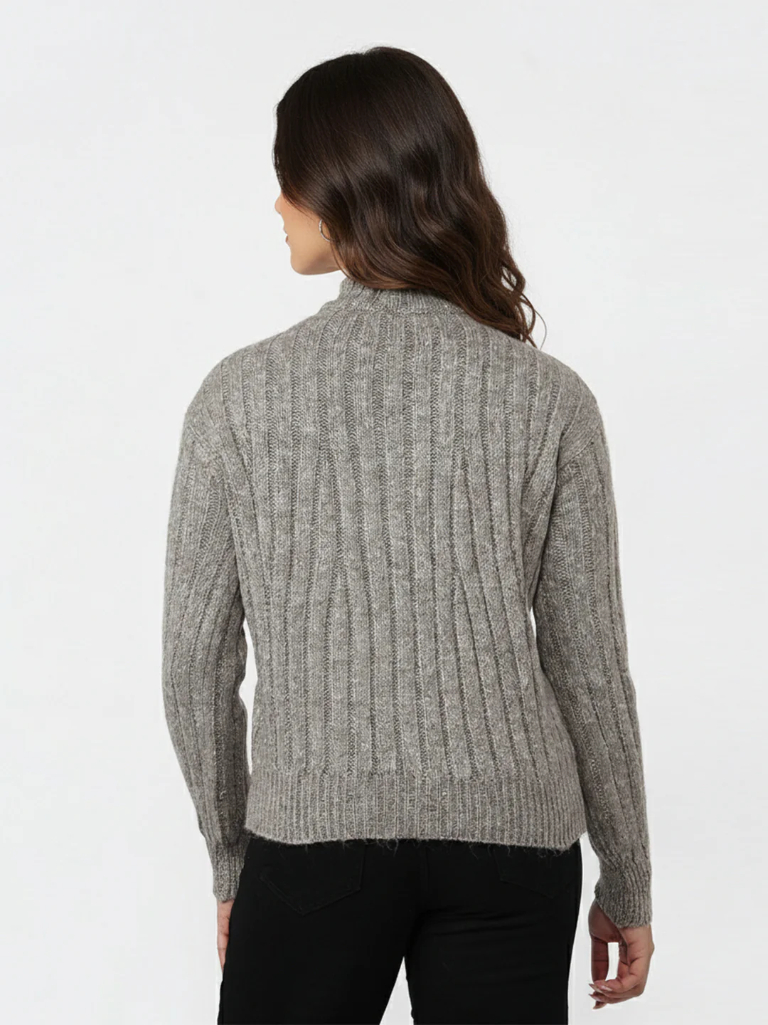 Women Beige Slim Fit Sweater - Image 3