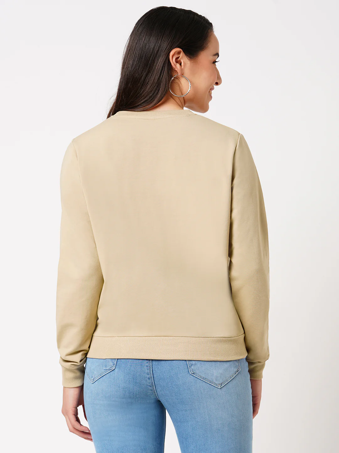 Women Beige Slim Fit Sweatshirt - Image 3